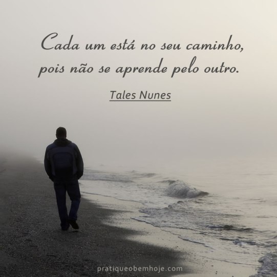 Cada um está no seu caminho, pois não se aprende pelo outro