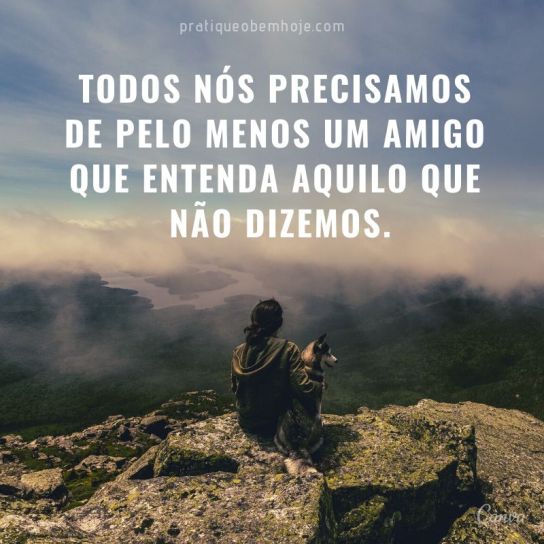 Todos nós precisamos de pelo menos um amigo que entenda aquilo que não dizemos.